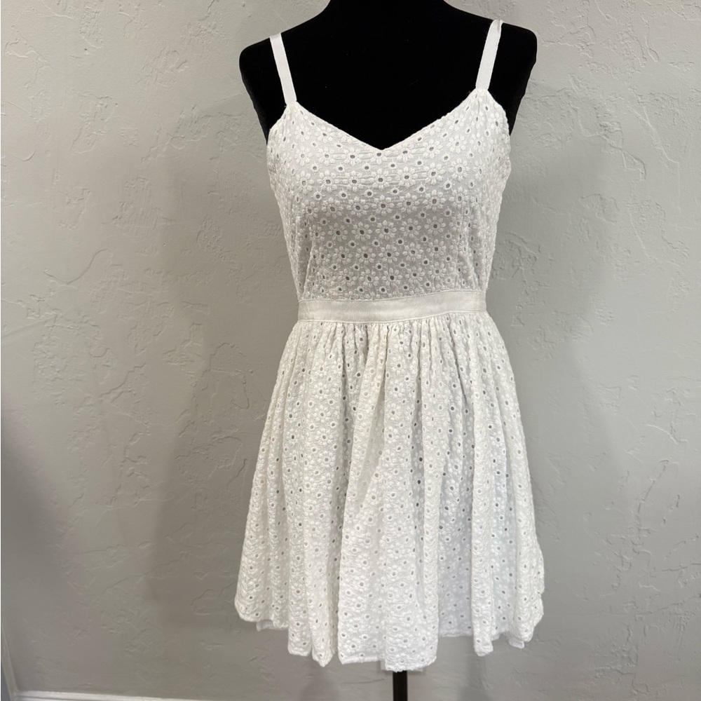 Elegant White Eyelet Mini Dress